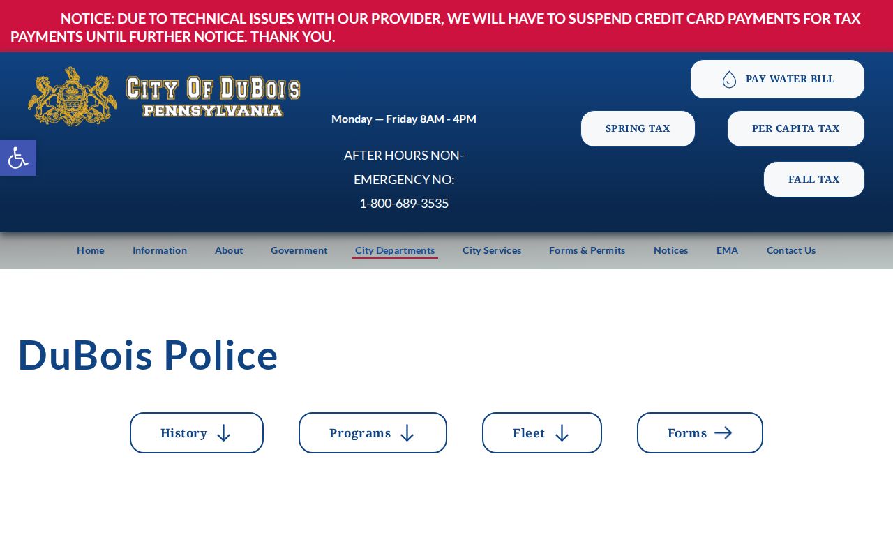Clearfield County DuBois Police official arrest-record source page